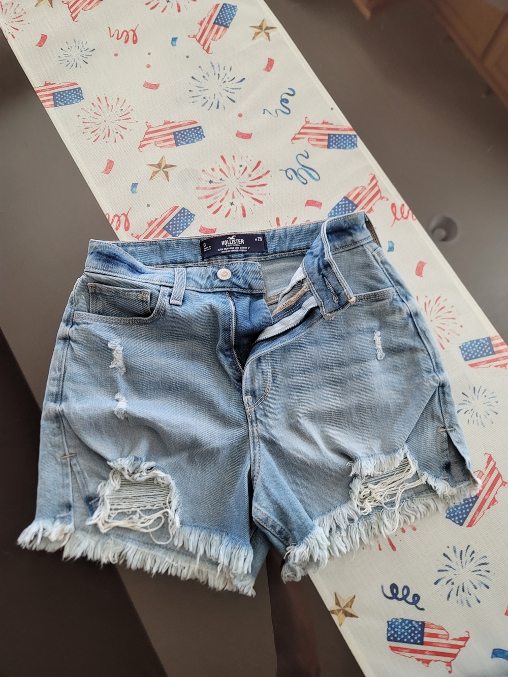 Hollister Light Wash Distressed Denim Cutoff Shorts